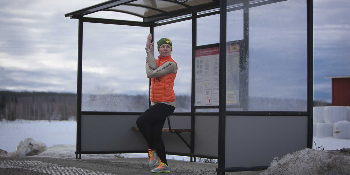Yoga i väntan på bussen